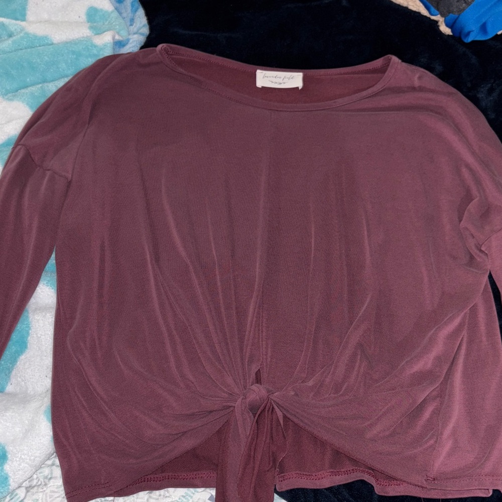 Lavender Field Mauve Tie-Front Blouse